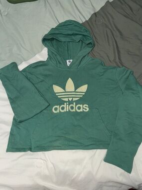 adidas Green Hoodie with Cream Trefoil Logo